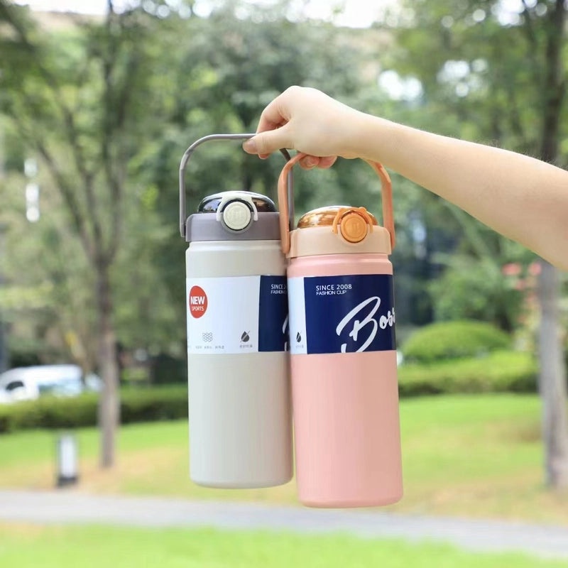 Casual Stainless Steel 304 Thermos Cup with Letter Design 201 Grade | Drinkware & Thermos Bottles