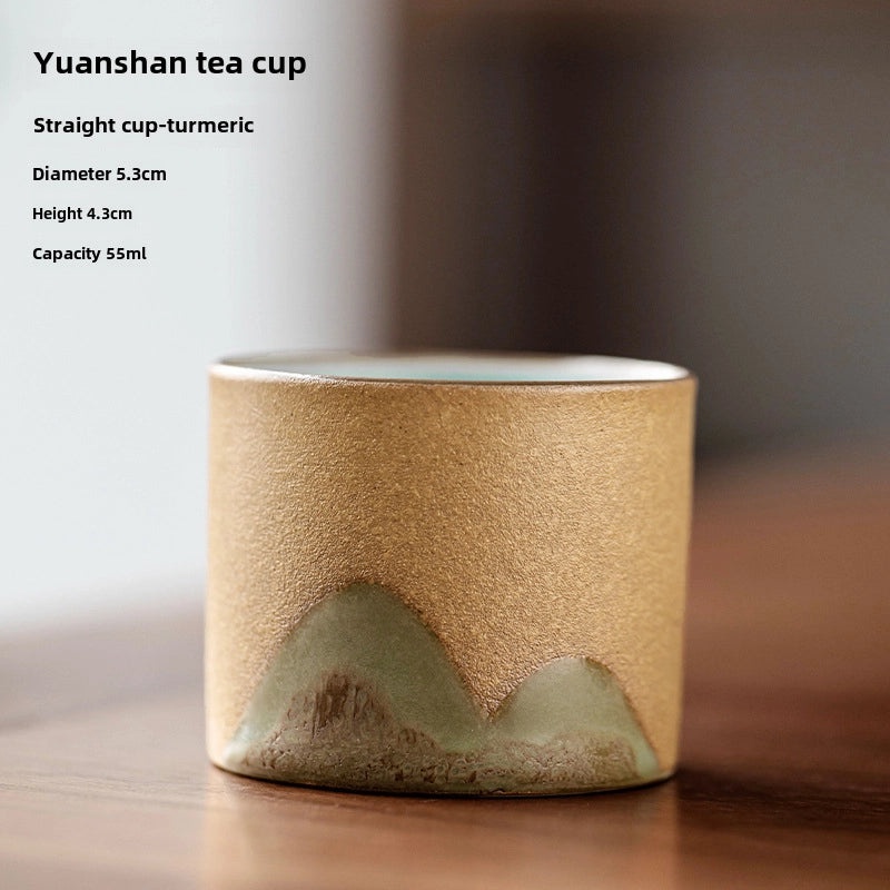 Yuanshan Ceramic Black Tea Cup Small Kung Fu Zen Personal Tea Cup Retro Master Cup with Tea Holder|Tea Cups & Accessories