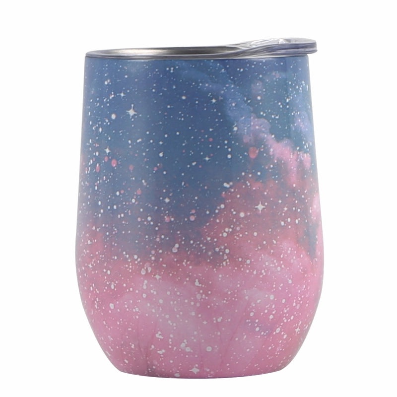 Stylish Stainless Steel Thermos Cup with Stripe and Solid Color Design | Drinkware & Thermoses