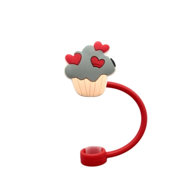Valentine's Day Red Heart Silicone Straw Caps, 10 Pieces Set | Drinkware Accessories
