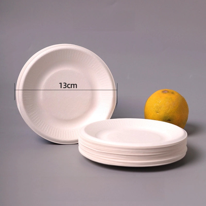 Disposable Biodegradable Sugarcane Pulp Paper Plates Thickened Dinner Plates for BBQ Cake Kindergarten DIY | Party Supplies & Disposable Tablewar