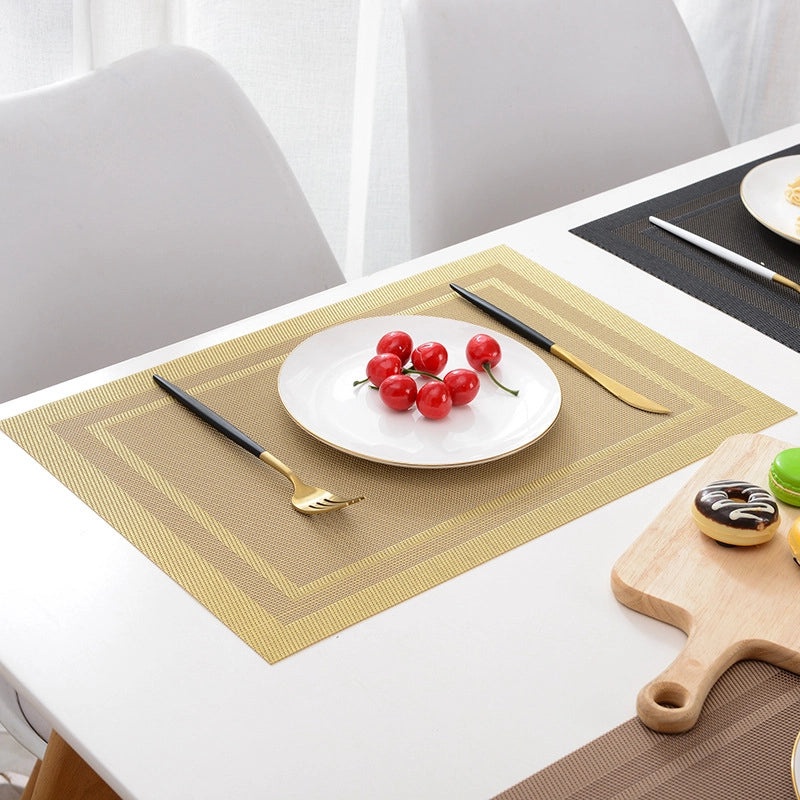 Waterproof Non-slip PVC Placemat with Double Diagonal Frame Japanese European Style | Kitchen & Dining Accessories