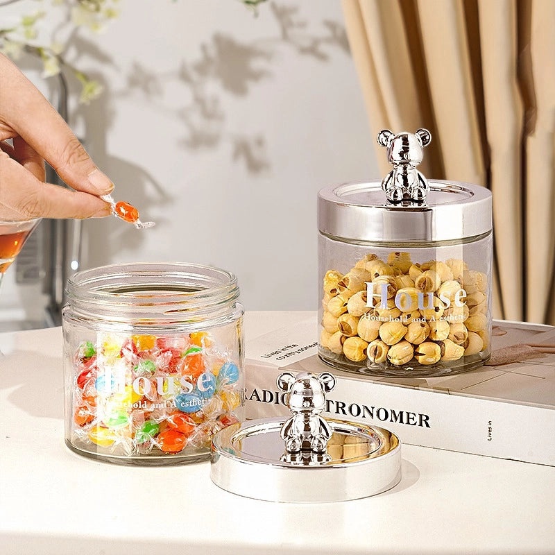 Adorable Small Bear Glass Storage Jar for Everyday Use|Home Storage & Organization