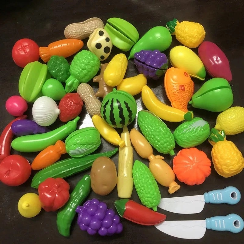 100-Piece Kids Toy Set|Educational Fruit and Vegetable Models for Early Learning|Preschool Cognitive Development|Kindergarten Play|Early Educatio