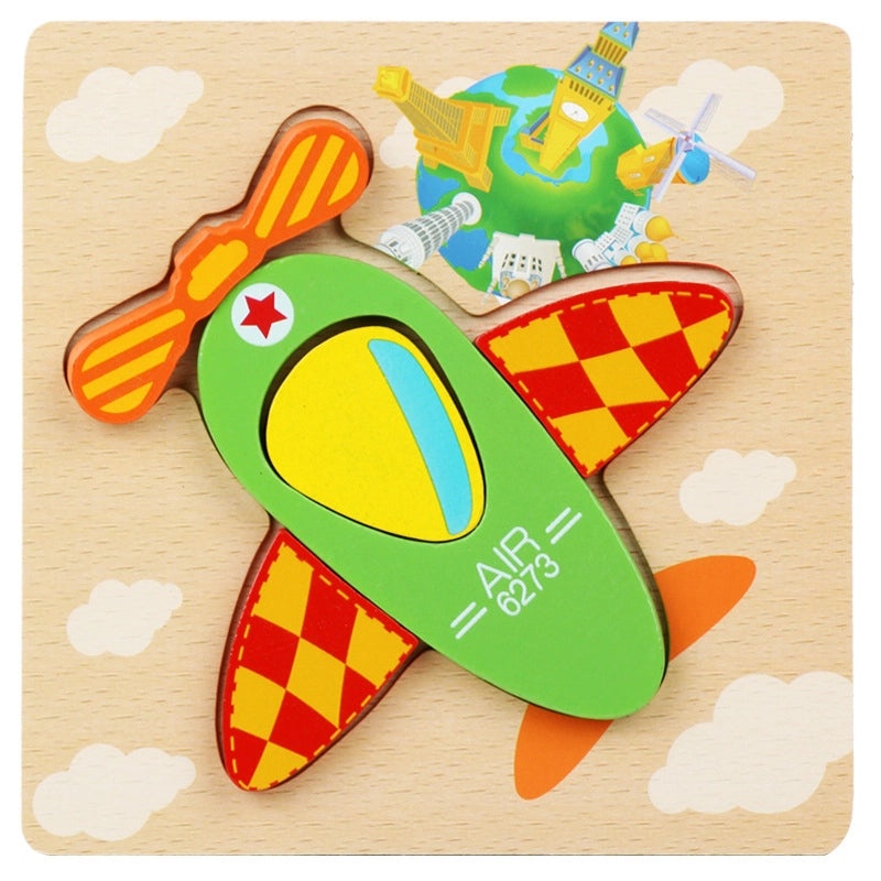 Wooden 3D Animal Puzzle for Kids Early Learning Handheld Board Cartoon Educational Toy | Educational Toys & Games