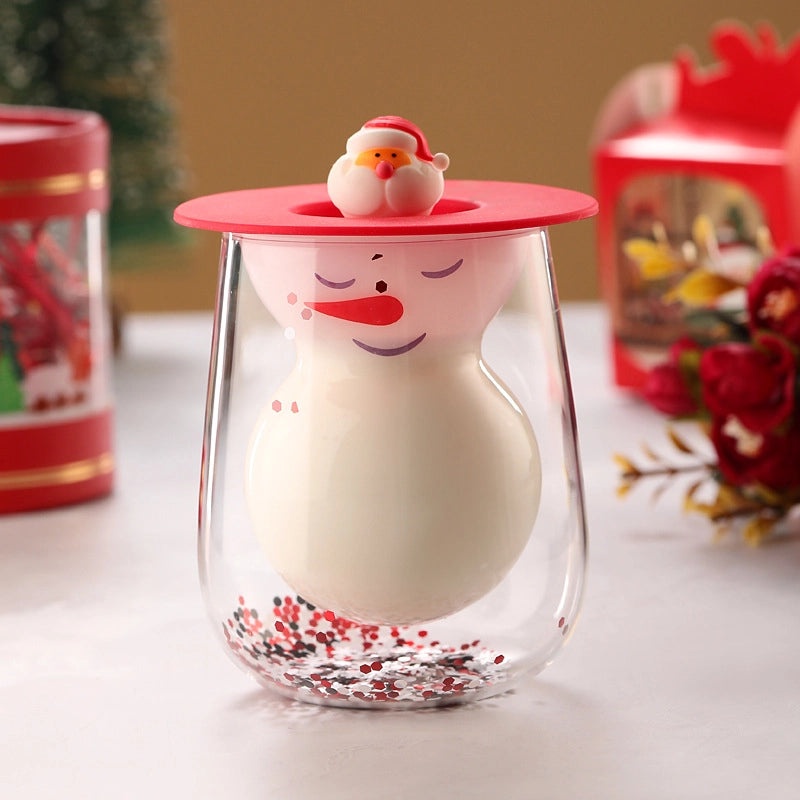 Christmas Cartoon Borosilicate Glass Water Bottle Casual Vacation Style | Drinkware & Water Bottles