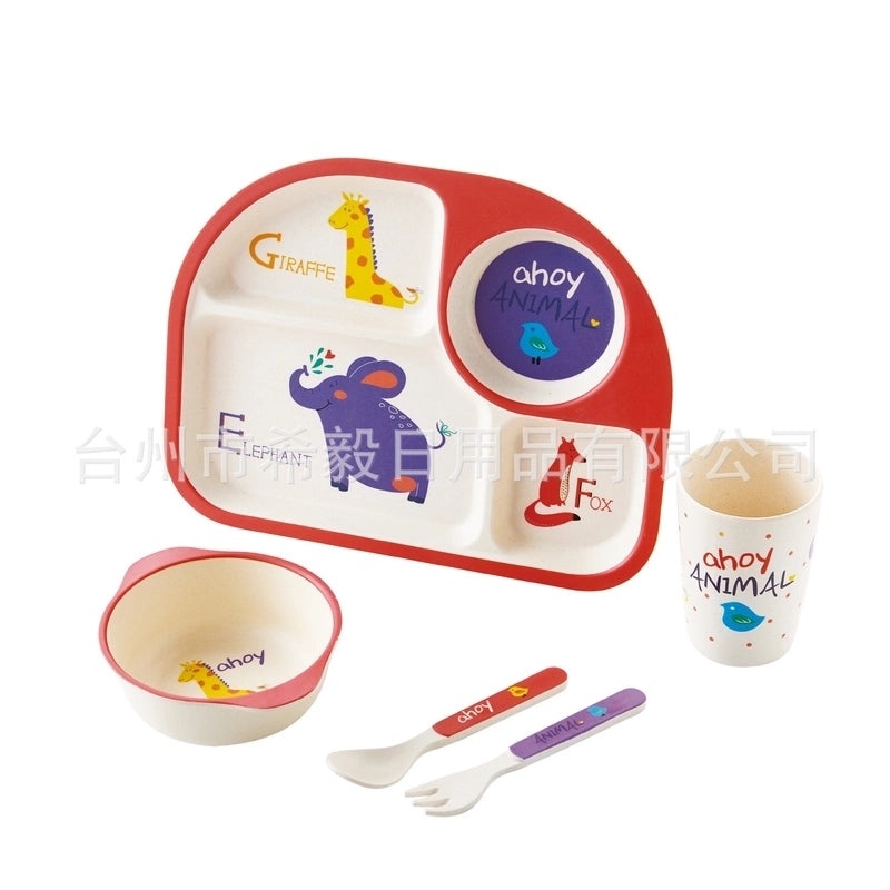 Adorable Cartoon Bamboo Fiber Tableware Set for Kids | Kids Tableware