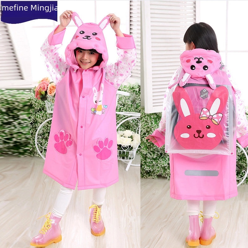 Kids Inflatable PVC Rain Poncho with Bag Portable Waterproof One-piece Cute Student Outdoor Raincoat|Children's Rainwear