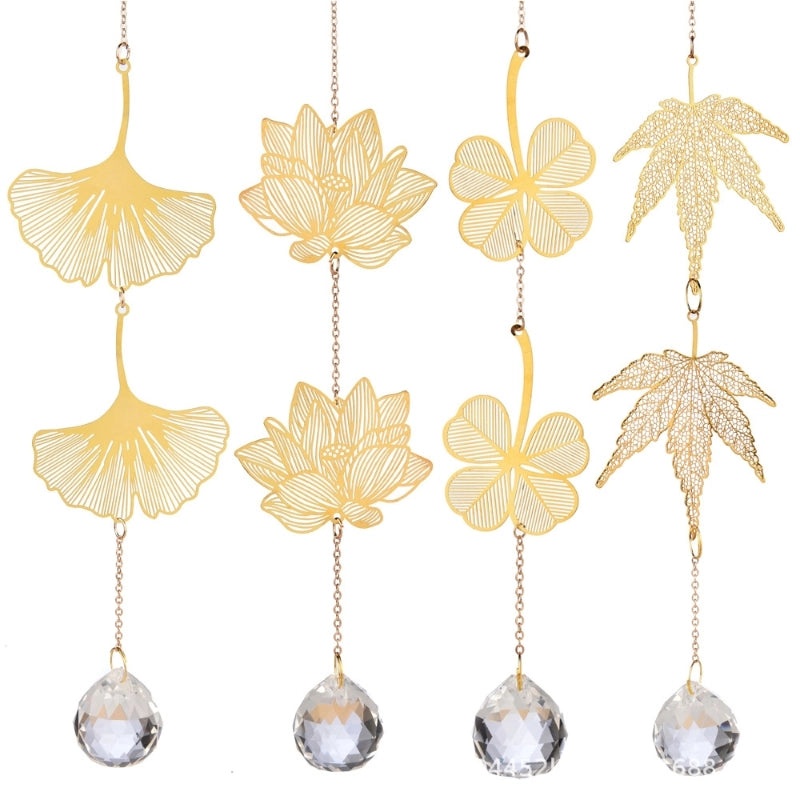 Minimalist Maple Leaf Floral Crystal Suncatcher Wind Chime Wall Decor | Home Decor