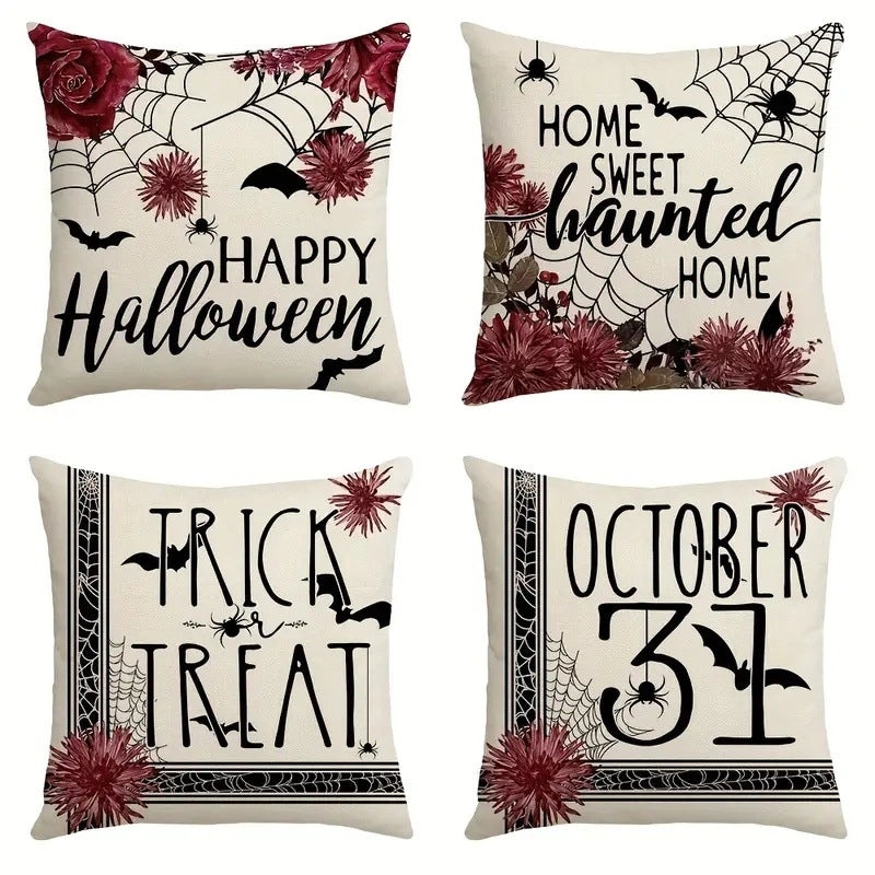 Halloween Minimalist Pumpkin Ghost Linen Pillow Covers for Couch Sofa Decor | Home Decor Pillows
