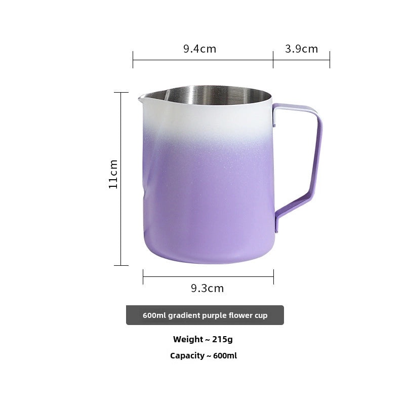 304 Stainless Steel Flower Shaped Coffee Cup with Pointed Spout Gradient Color Creative Milk Pot|Kitchen & Dining