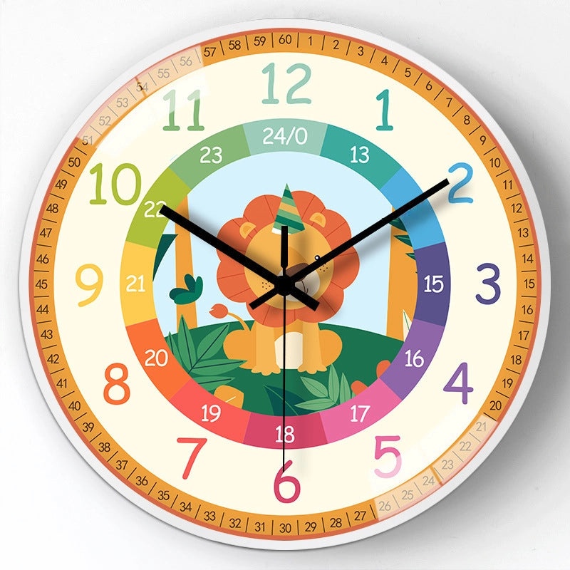8 Inch Kids Cartoon Wall Clock Digital Learning Clock Silent Children's Room Decoration|Children's Educational Toys