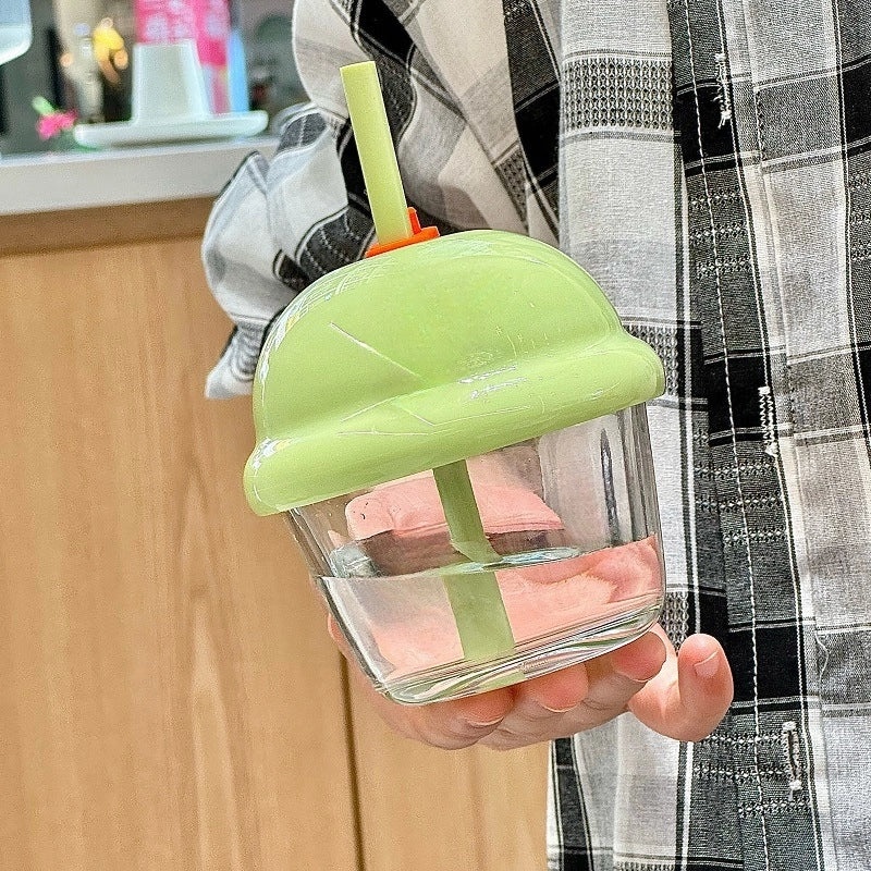 Straw Glass Kids Water Cup Mini Portable Cute Milk Cup for Breakfast Handheld Gift|Kids Drinkware