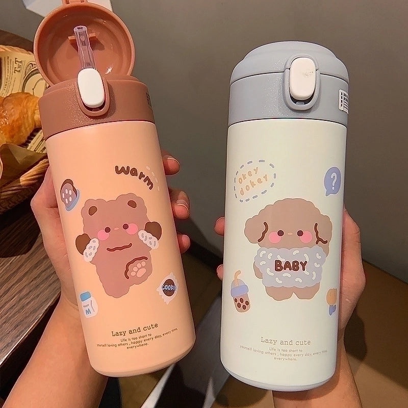 Adorable Cartoon Stainless Steel Vacuum Flask 1 Pc | Drinkware & Thermos Cups