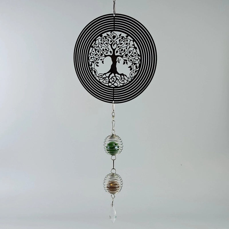 15CM Stainless Steel Life Tree Rotating Bearing Wind Chimes Hanging Craft Ornaments|Home Decor