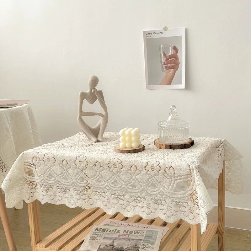 Thickened Lace Tablecloth Non-slip Square Sofa Cover Multi-functional Knitted Chiffon Towel|家居纺织品
