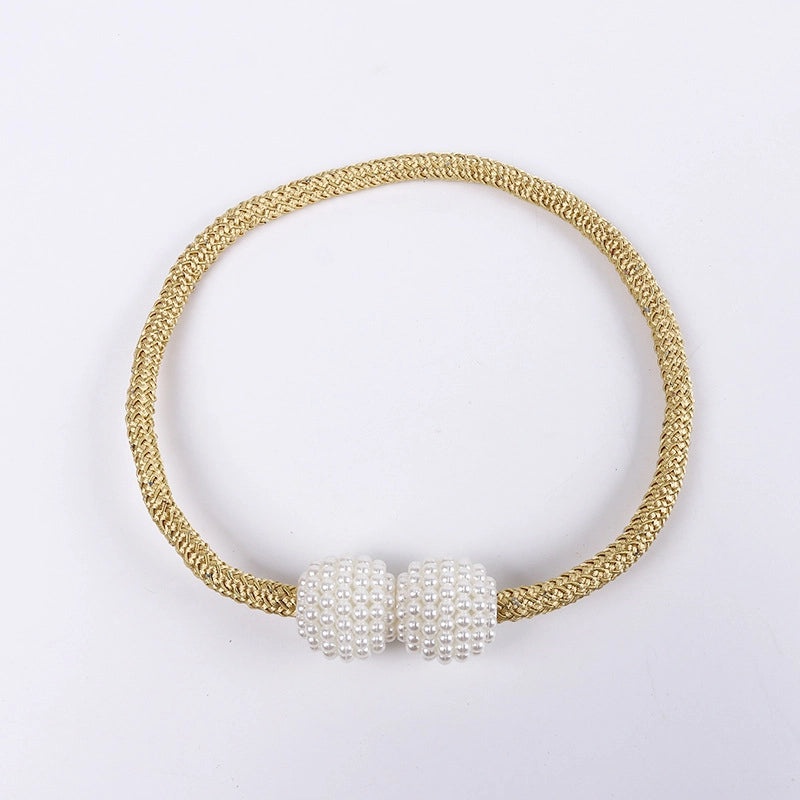 Retro Elegant Geometric Pearl Curtain Tieback for Home Decor