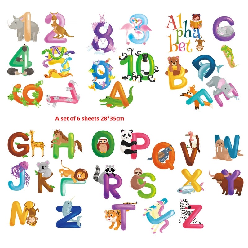 Kindergarten Alphabet Wall Stickers Kids Room Decor Early Learning Cartoon Animal Decals 2835-002|Kids Room Decor