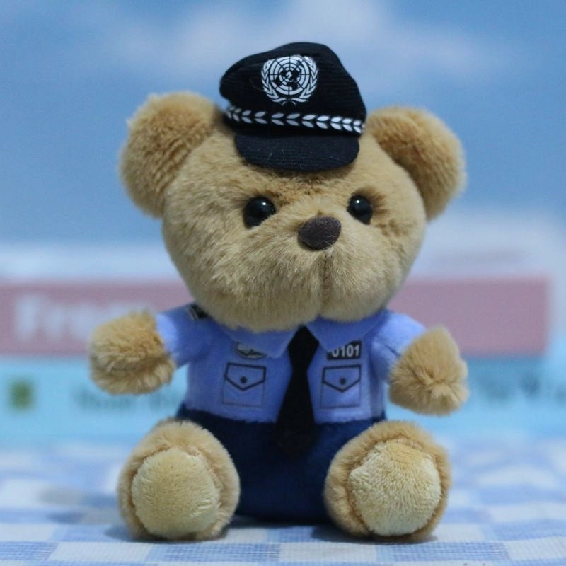 Adorable Traffic Police Bear Keychain Plush Toy Cute Firefighter Doll Bag Hanging Accessory|Keychains & Bag Charms