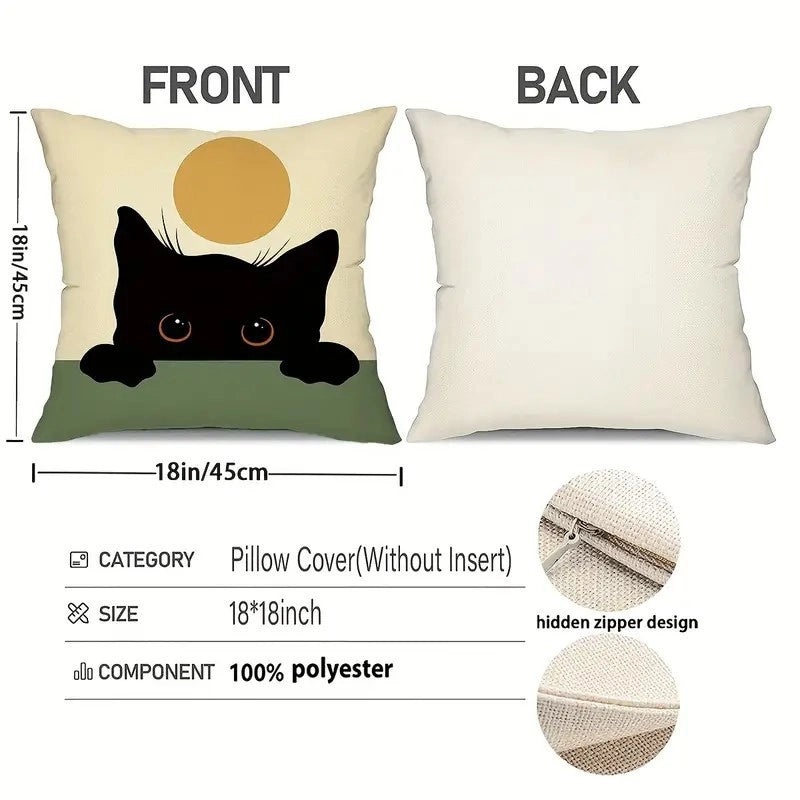 Adorable Cat Letter Linen Pillow Covers for Couch and Sofa Decoration|Home Decor & Cushions