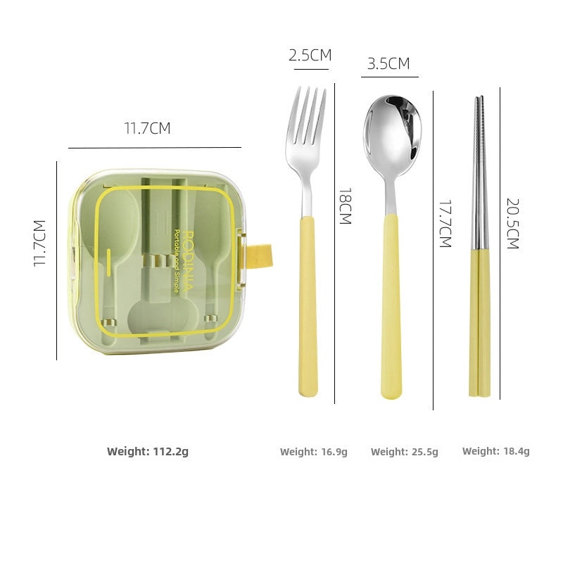 Mingrui Stainless Steel Portable Folding Knife Fork Spoon Set for Students Office Workers Camping Picnic|Kitchen & Dining