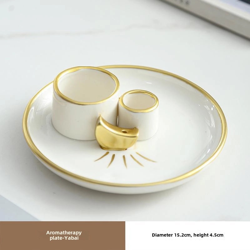 Ceramic Holy Wood Incense Burner with Sage Base and Burning Tray from Peru | Home Decor & Incense Accessories