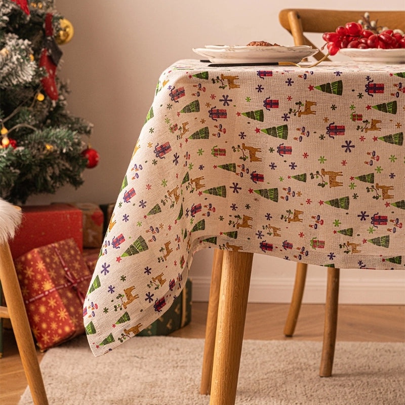 Elegant Chinese-Inspired Color Block Polyester Tablecloth for Dining Room | Home Decor & Table Linens