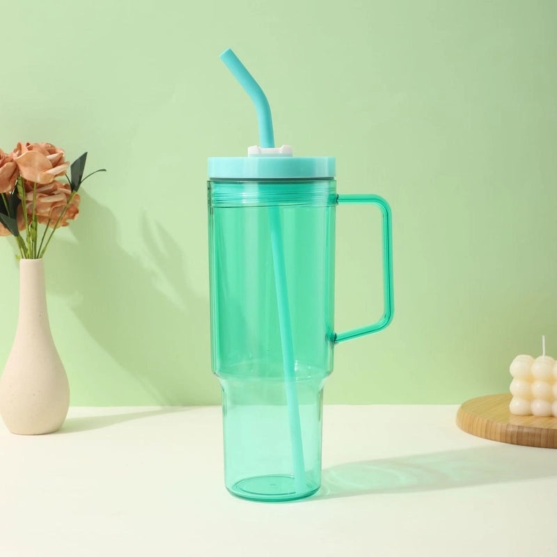 Modern Portable Travel Plastic Water Cup with Straw and Handle | Travel Accessories