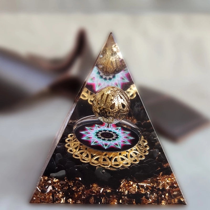 Set of 2 Chinoiserie Resin Crystal Pyramids Decorative Artificial Ornaments | Home Decor