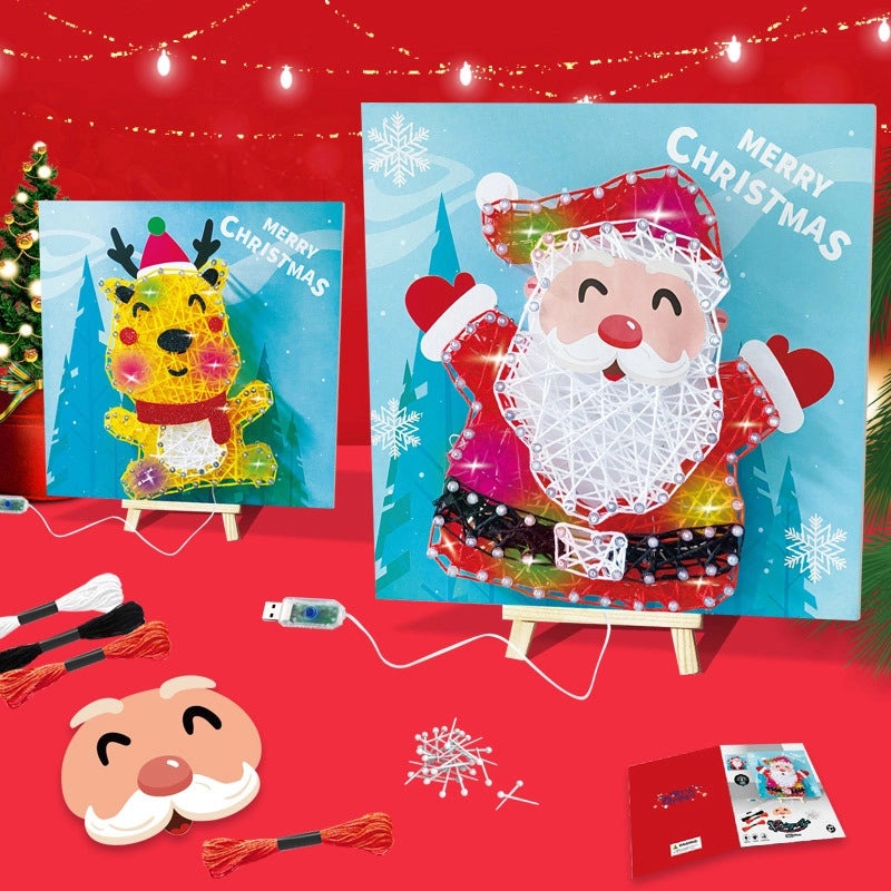Christmas Drawing Board with Santa Claus and Elk Plastic Figurines|Holiday Decorations