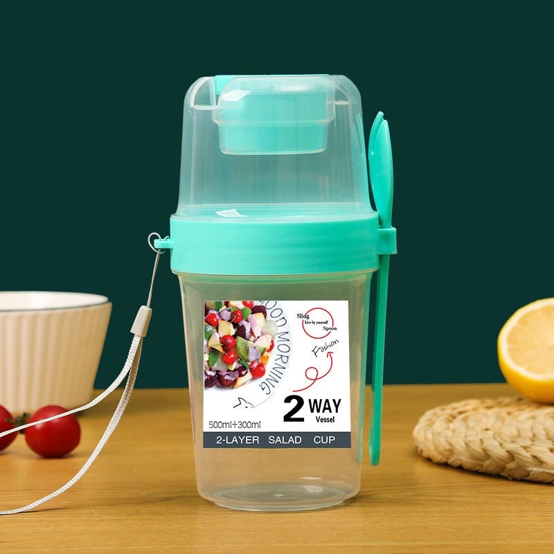 Portable Double-layer Salad Cup with Leak-proof Lid for Fruits and Breakfast | Kitchen & Dining