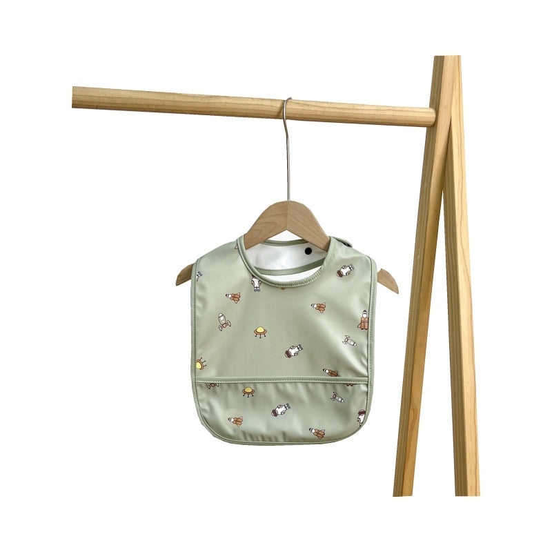 Waterproof Baby Bib with Cartoon Print Sleeveless PU Spit Bag Soft Infant Feeding Accessory|Baby Accessories
