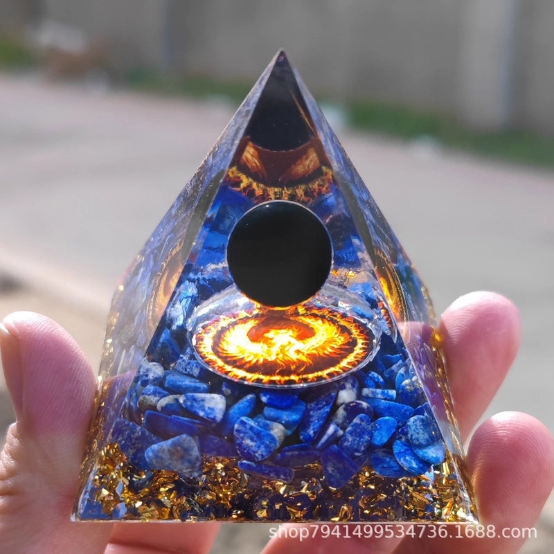 Pyramid Resin Crystal Ball with Decorative Pyramid Gravel | Home Decor & Accessories