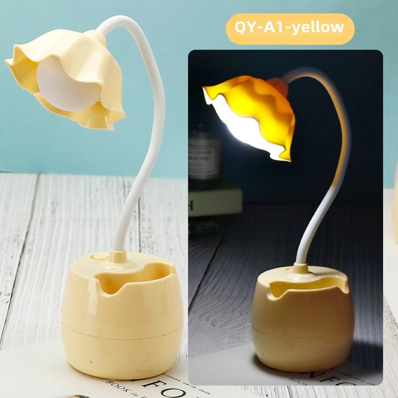 LED Eye Protection Desk Lamp with Pen Holder Small Student Reading Lamp for Bedroom Dormitory Desk|Desk Lamps & Lighting