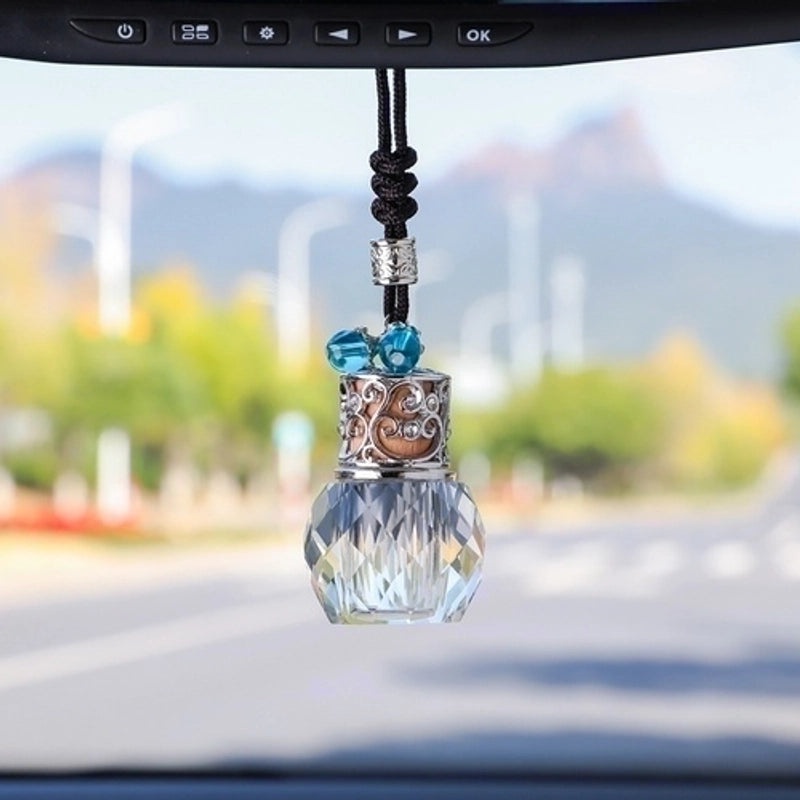 Colorful Transparent Geometric Crystal Car Air Vent Perfume Bottle Hanging Ornament|Car Accessories