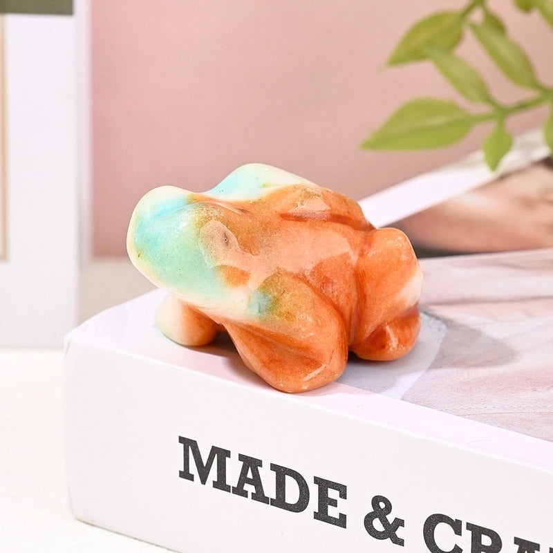 Handcrafted Minimalist Frog Figurine with Natural Stone | Home Decor Ornaments and Artificial Decorations|Home Decor