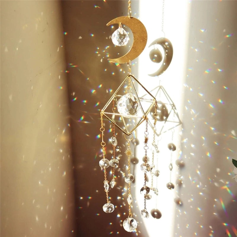 Minimalist Moon Argyle Crystal Pendant Elegant Artificial Jewelry Decoration | Jewelry & Accessories