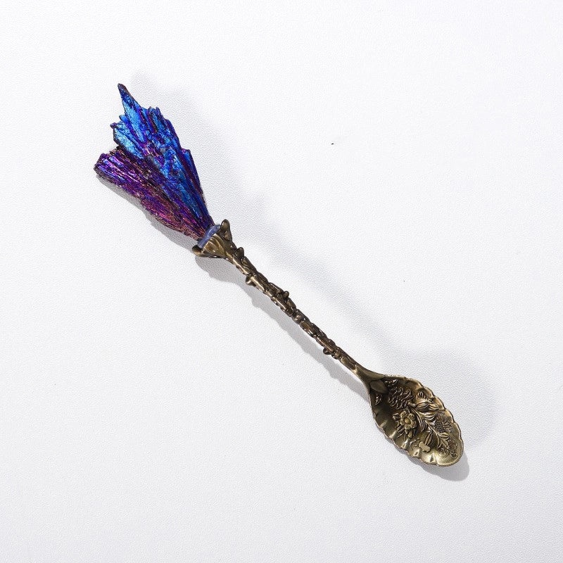 Natural Amethyst Flower Copper Spoon with Long Handle | Home Decor & Kitchen Accessories