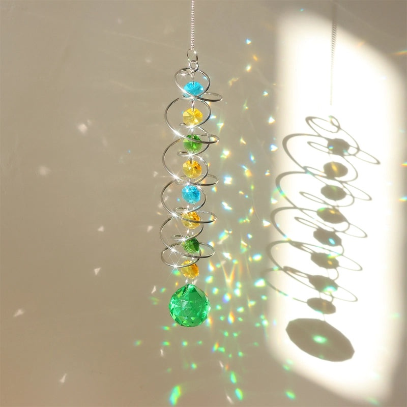 Elegant Spiral Glass Suncatcher Wind Chime for Home Decor | Outdoor & Indoor Wall Art