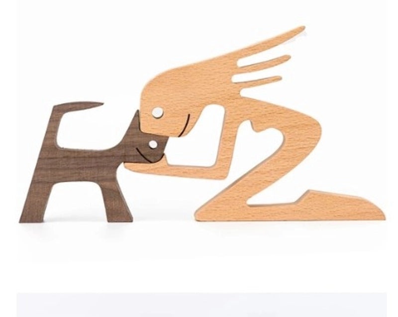 Rustic Wooden Dog Ornaments for Home Decor|Home Decor & Ornaments