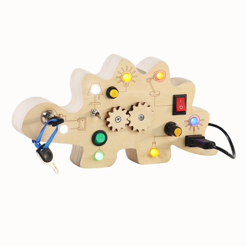 Children's Educational Wooden Busy Board with LED Light Switch | Early Learning Toys
