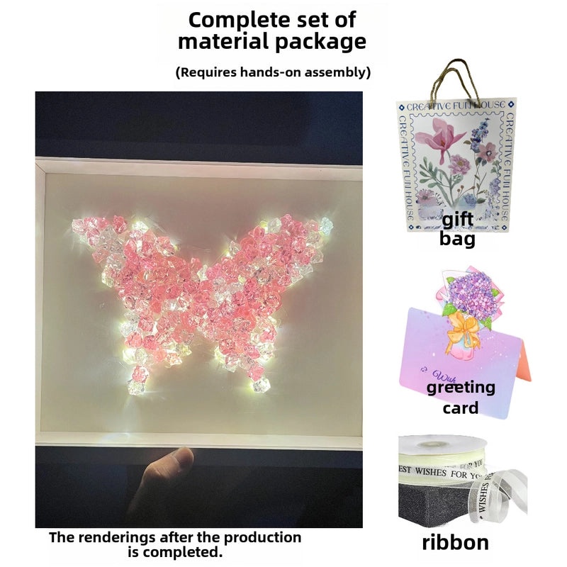 Moon Crystal Night Light with Butterfly Design Handmade DIY Birthday Gift|Home Decor Night Lights