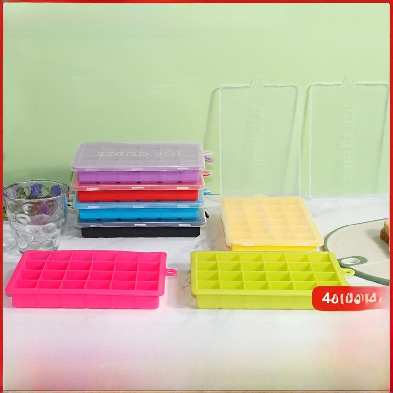 Silicone 24-Square Ice Cube Mold with Lid for Home Use | Kitchen & Dining Accessories