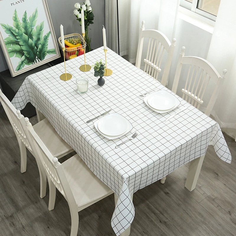 Modern Nordic PVC Tablecloth, Waterproof Oil-proof, Anti-scalding, Disposable Plaid Design|Home & Kitchen Textiles