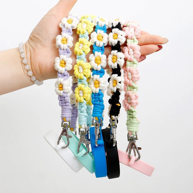 Minimalist Floral Cotton Water Bottle Holder with Silica Gel Strap | Accessories & Drinkware