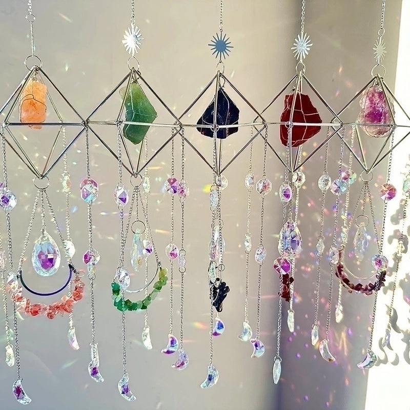 Minimalist Color Block Metal Sun Catcher and Wind Chime Wall Decor|Home Decor & Wall Art