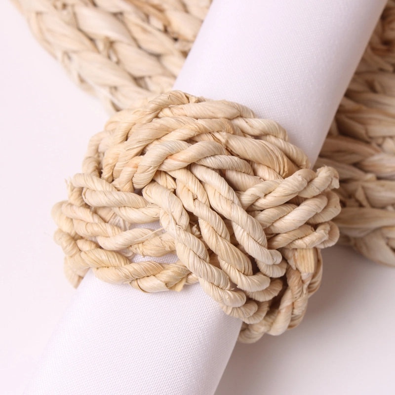 Natural Hemp Rope Napkin Rings - Set of 6 Casual Solid Color Holders | Home & Dining Table Accessories