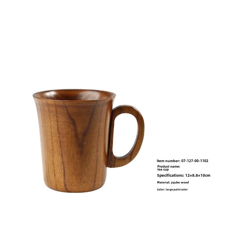 Japanese Retro Jujube Wood Mug Solid Wood Tea Cup Beer Cup Vintage Home Drinkware|Home & Kitchen > Drinkware > Mugs & Cups