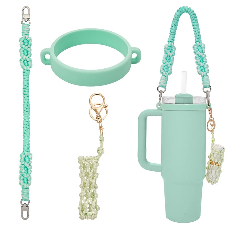 Floral Cotton Rope Silicone Cup Sleeves for Casual Use|Drinkware Accessories