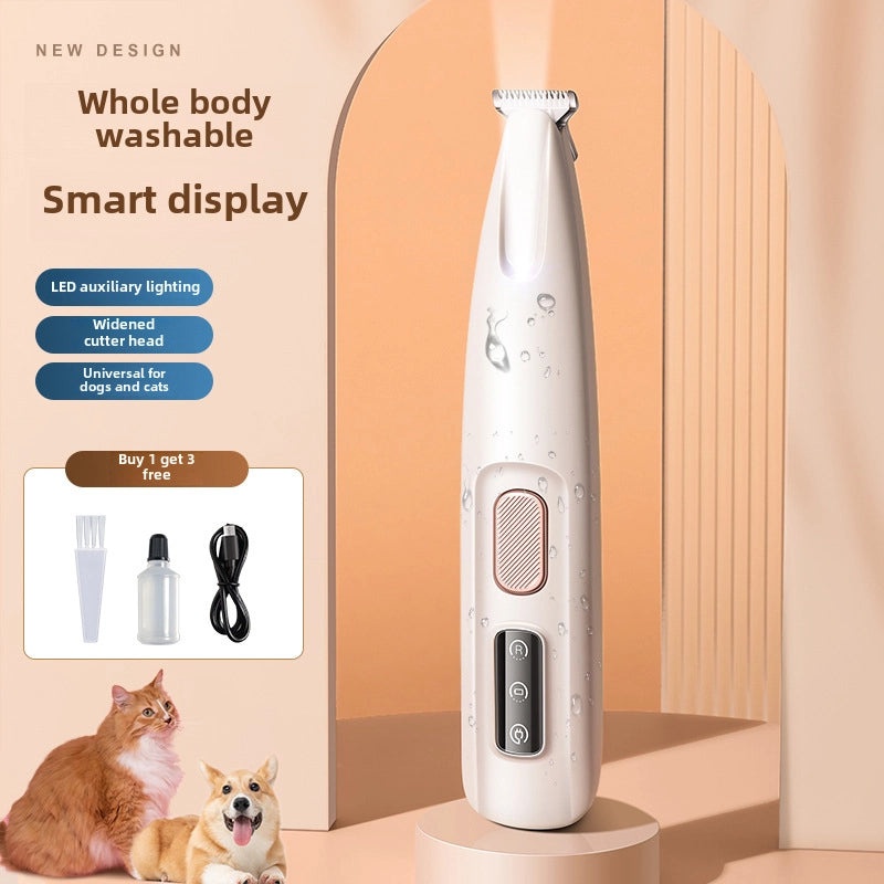 Waterproof Pet Hair Trimmer with Wide Cutter Head and LED Light for Dog and Cat Face, Ears, Eyes Grooming|Pet Grooming Tools